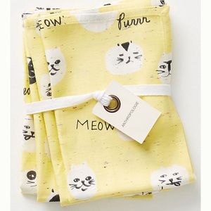 Anthropologie avena napkins Yellow cats. 4 napkins